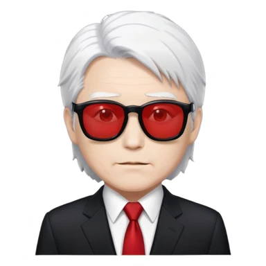 Satoru Gojo from Jujutsu Kaisen with white hair, black suit, red tie, and sunglasses sticker
