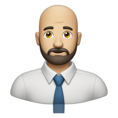 questioning business analyst on a conf call bald with beard sticker