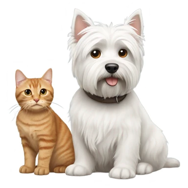 West Highland white terrier with brown cat and grey cat sticker