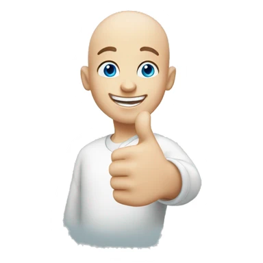 happy bald boy blue-eyed giving thumbs-up sticker