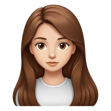 Young woman with long brown hair, pretty face, social media personality sticker