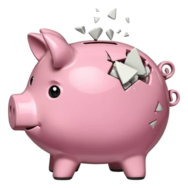 a piggy bank broken in half sticker