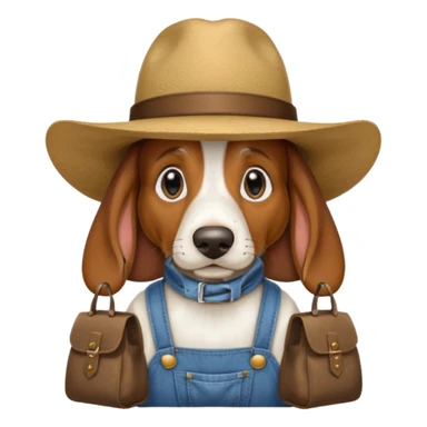 toothless hillbilly basset hound wearing a stetson and dungarees and has bagfs under the eys sticker