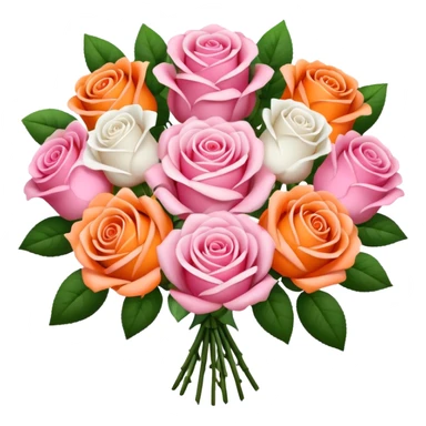 pink flower bouquet roses orange pink white sticker