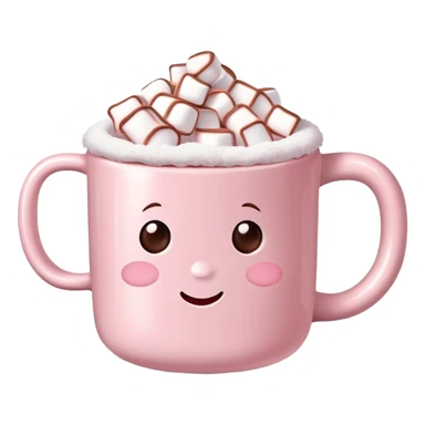 Light Pink mug of hot chocolate with marshmallows  sticker