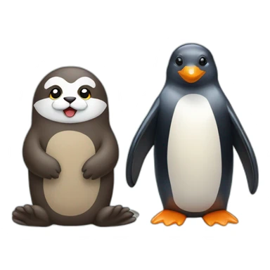 Otter and penguin sticker