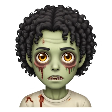 Um zumbi de cabelo preto enrolado grande e olhos castanhos  sticker