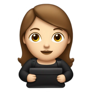 Fat brown haired woman with small black bag (make her figure round) sticker