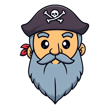 Old bearded pirate with eye patch and heart eyes looking with admiration sticker