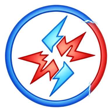 Red and blue lightening in a circle shape with effects like real one  sticker