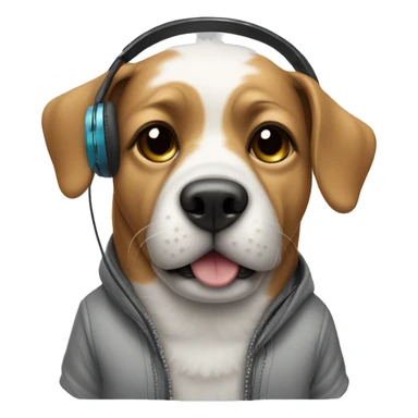 Dog wearing clothes and headphones  sticker