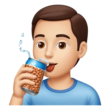 Canned beans eating a water of cup sticker