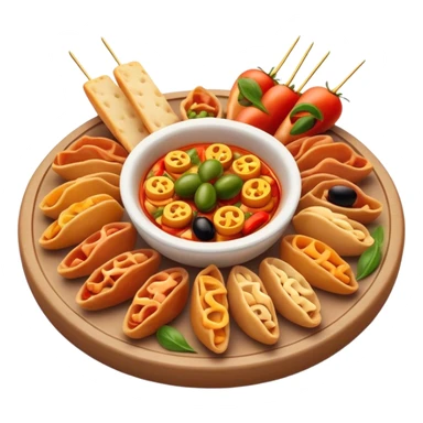 Cinematic Realistic Tapas Dish Emoji, depicted as an assortment of small, flavorful Spanish appetizers rendered with vibrant detail and warm, inviting lighting. sticker