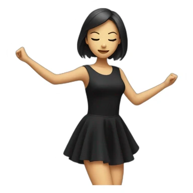 Girl dress in black dancing to techno music with the eyes closed sticker