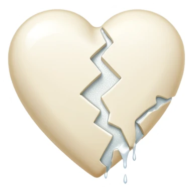 cream broken heart with sparkling white plaster sticker