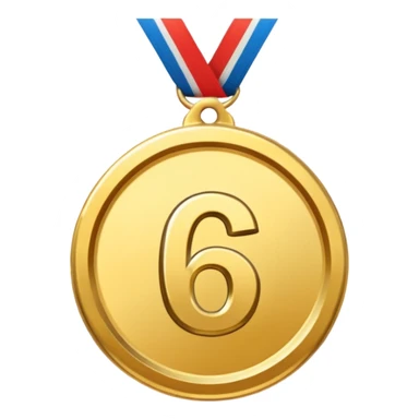 sixth place medal with number 6 on it sticker