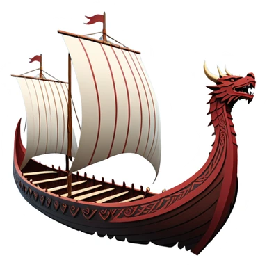 clash-of-clans-aesthetic_-cinematic-viking-longboat, rendered in a flat, bold vector style with minimal shading, featuring a striking dragon-headed prow slicing through icy, churning waters. shields on the side and vikings rowing The longboat’s intricately detailed shields and carved motifs evoke a sense of epic adventure and Nordic might, with billowing sails catching a dramatic, stormy sky backdrop. sticker