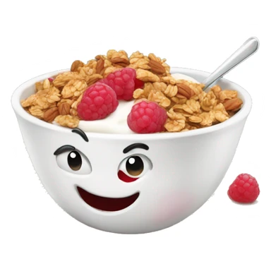 Cartoony Yogurt bowl with raspberries and granola sticker