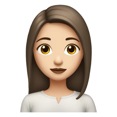 a white girl with dark brown milking brown straight hair middle part that’s short and ends the length on her shoulders with brown eyes and long eyelashes with lots of mascara on them and lipgloss on the lips plesse sticker