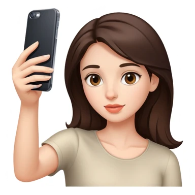 A brunette girl takes a selfie sticker