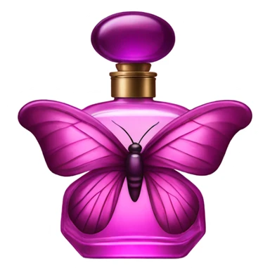 A dreamy vintage perfume bottle in dark pink, adorned with delicate violet butterfly wings. sticker