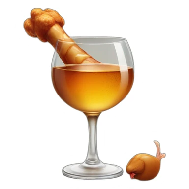 Glass of Whiskey with a chicken drumstick in it sticker