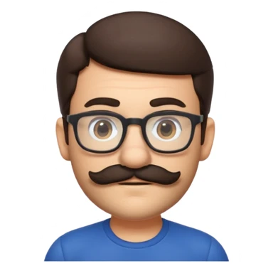 Mario from Super Mario as a person with glasses, short dark hair, mustache and beard sticker