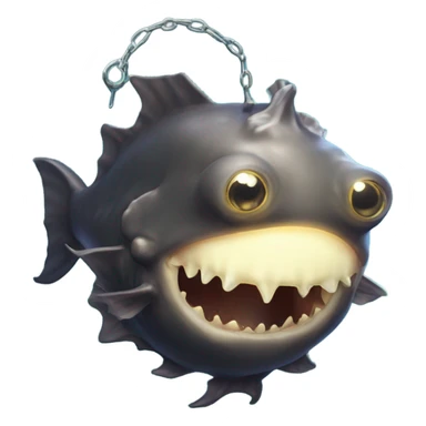 Anglerfish with a glowing lure hanging from its forehead, sharp teeth, and big eyes. sticker