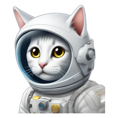 gato casi blanco astronauta a lomos de un unicornio sticker