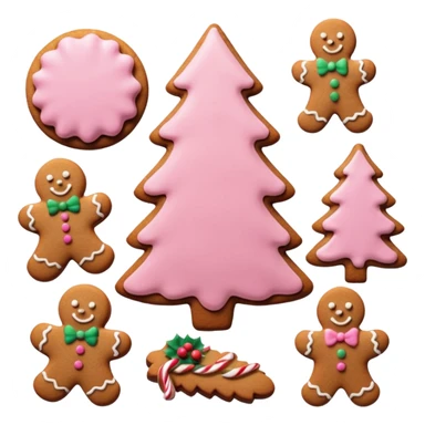 christmas gingerbreads pastel pink sticker