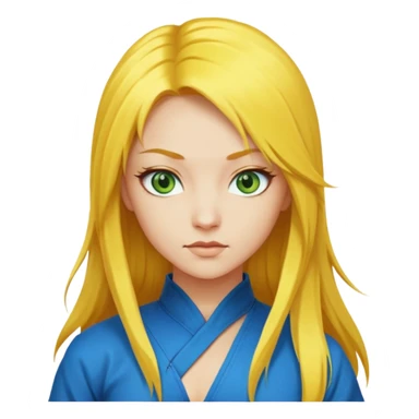 sexy girl with long yellow hair, kung fu, blue green eyes sticker