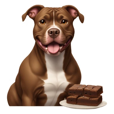 Brown pitbull eating a brownie.  sticker