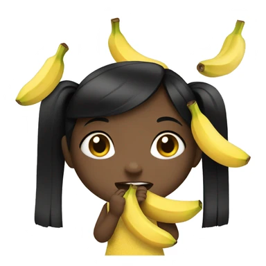Black hair Girl eat banana  sticker