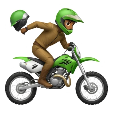 fait moi un emojie en moto vert avec un bandit qui cabre sur une moto cross sticker