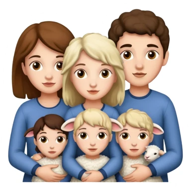 3 girls withe and 2 boys withe and a sheep sticker