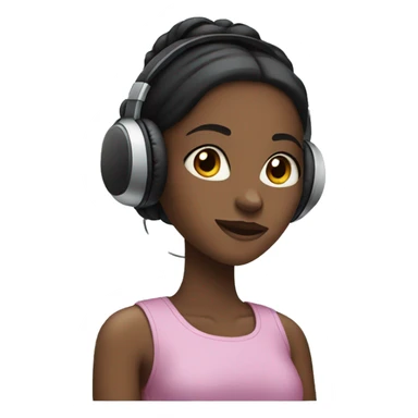 Black girl with low bun wearing headphones  sticker