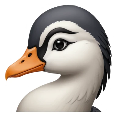 goose facing forward that is emo with swoop of bangs over one eye sticker