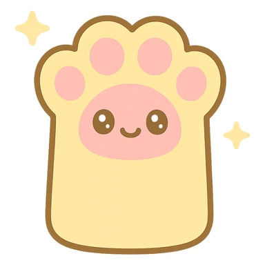 fluffy paw, kawaii style, big pads, sparkles, yellow and white sticker