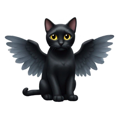 Black cat with angel wings  sticker