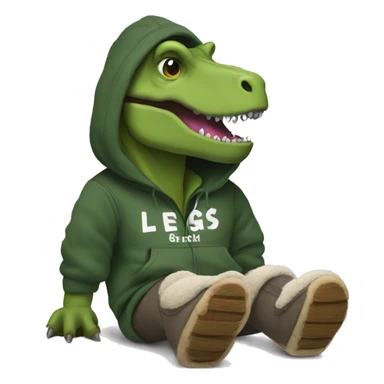 A trex wearing uggs and a hoodie sticker