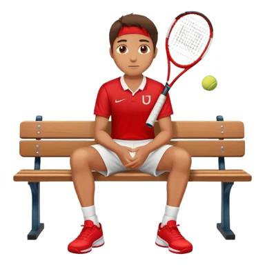 a tennis player with a red jersey saying edison high sitting on a bench  sticker