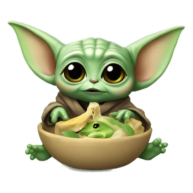 baby yoda eating a frog  sticker