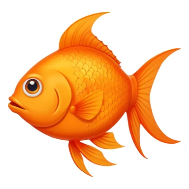 ridiculously derpy bright orange fish with wonky eye and goofy smile with drool, super friendly but extremely stupid looking, perfect flat side profile facing right, exactly 90 degrees, one eye visible sticker