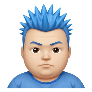 fat kid blue mohawk spiky hair sticker