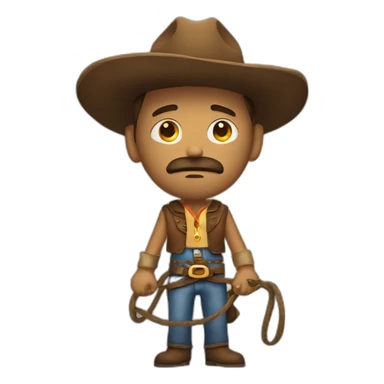 Sad cowboy with lasso sticker
