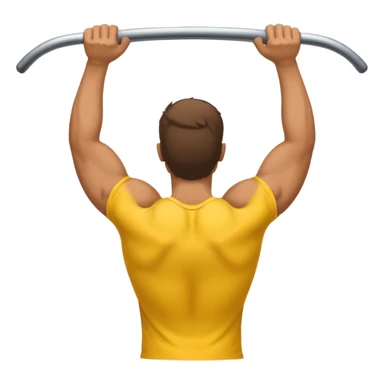 Homem amarelo fazendo barra fixa mostrando as costas sticker