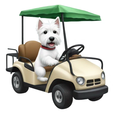 Westie riding in a golf cart sticker
