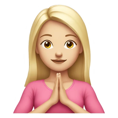 White skin blonde Girl doing praying yoga pose in pink tones half body sticker