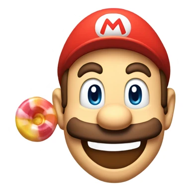 Mario with  a candy in his mouth sticker