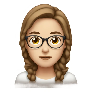 Sleepy white girl with brown hair and glasses sticker